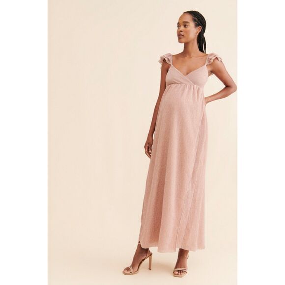 SAYLOR Imara Metallic Maxi Dress Maternity Sz Small - Picture 1 of 7